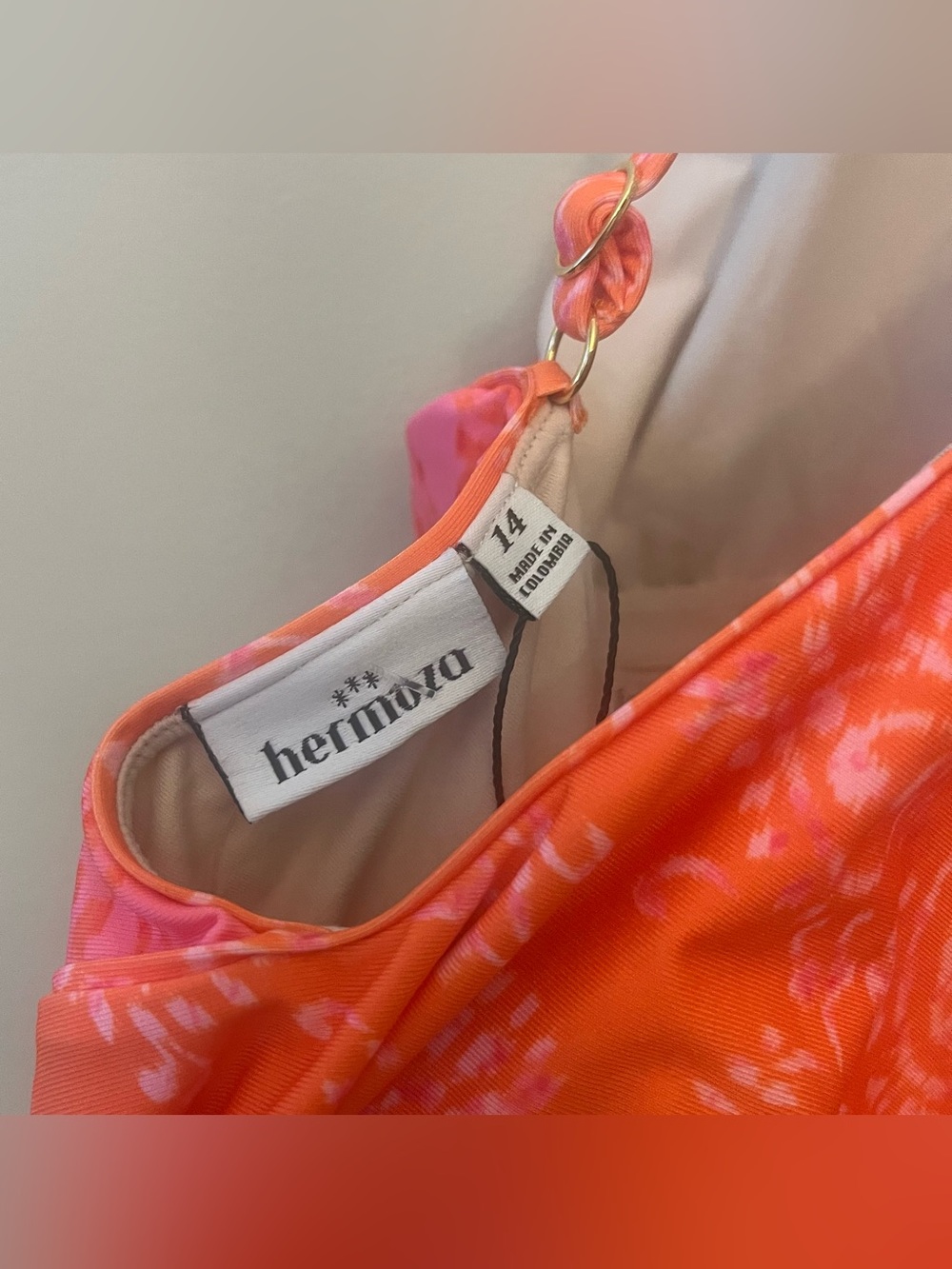 NWT $148 Hermoza Asha One Piece Swimsuit Womens Size 14 Paisley Days Orange Pink - Picture 5 of 9